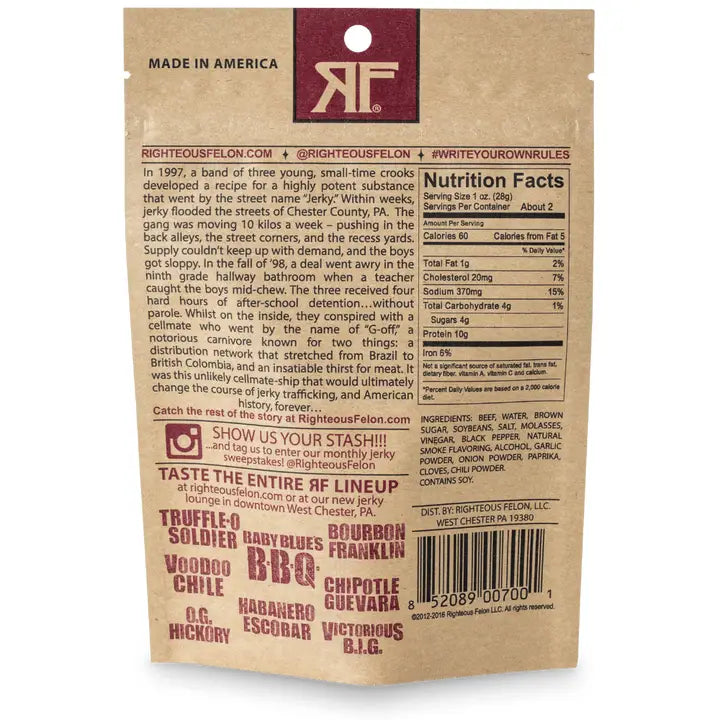 Righteous Felon Og Hickory Beef Jerky